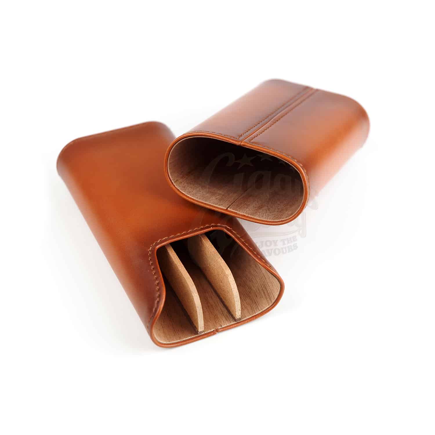 SIKARLAN - Καφέ Τριπλή Δερμάτινη Πουροθήκη με Διαχωριστικά (4064)