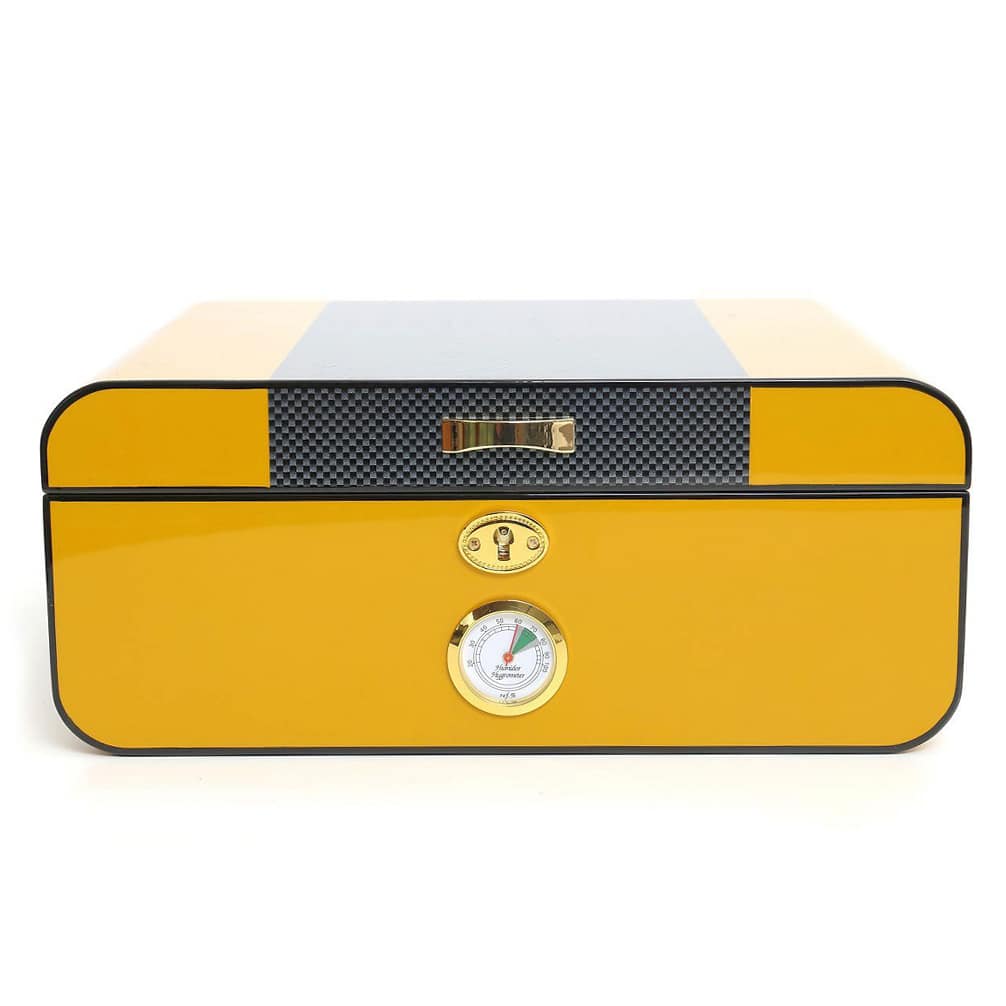 SAVINELLI - Yellow Lacquered Humidor in Carbon Fiber (S61201L), υγραντήρας