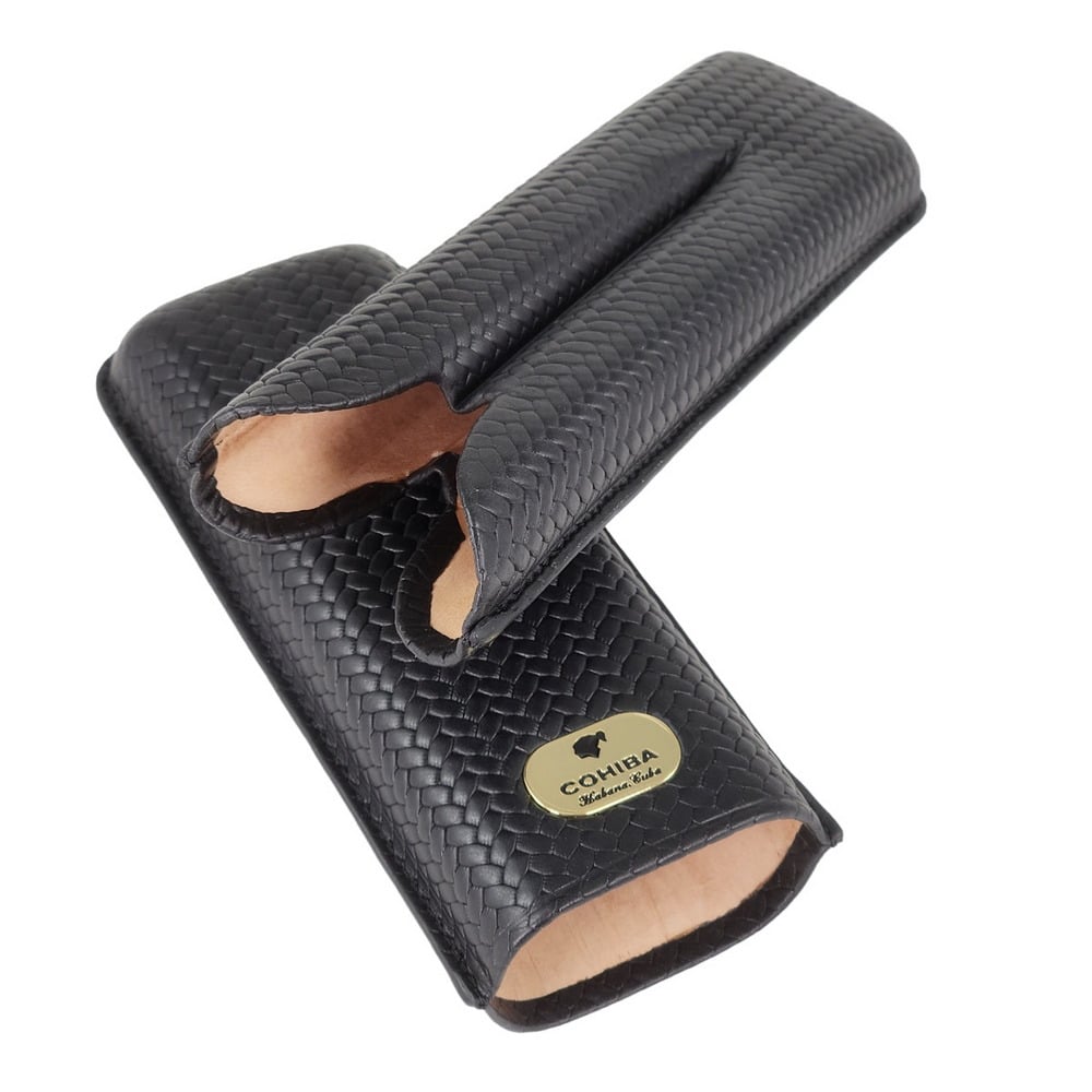 HABANOS - Cohiba Μαύρη Δερμάτινη Πουροθήκη για 2 Πούρα (IB049)