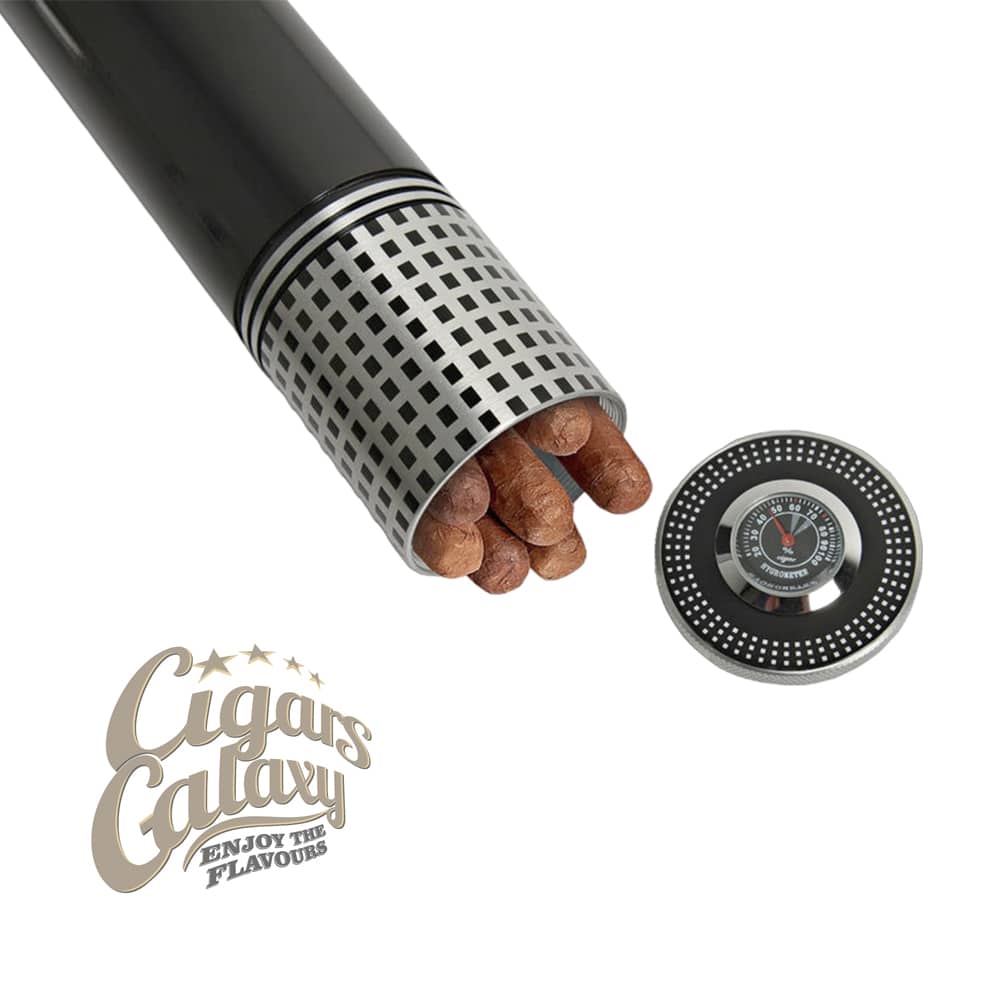Humidor Ταξιδίου Aluminum Tube Μαύρο - Ασημί (5020)