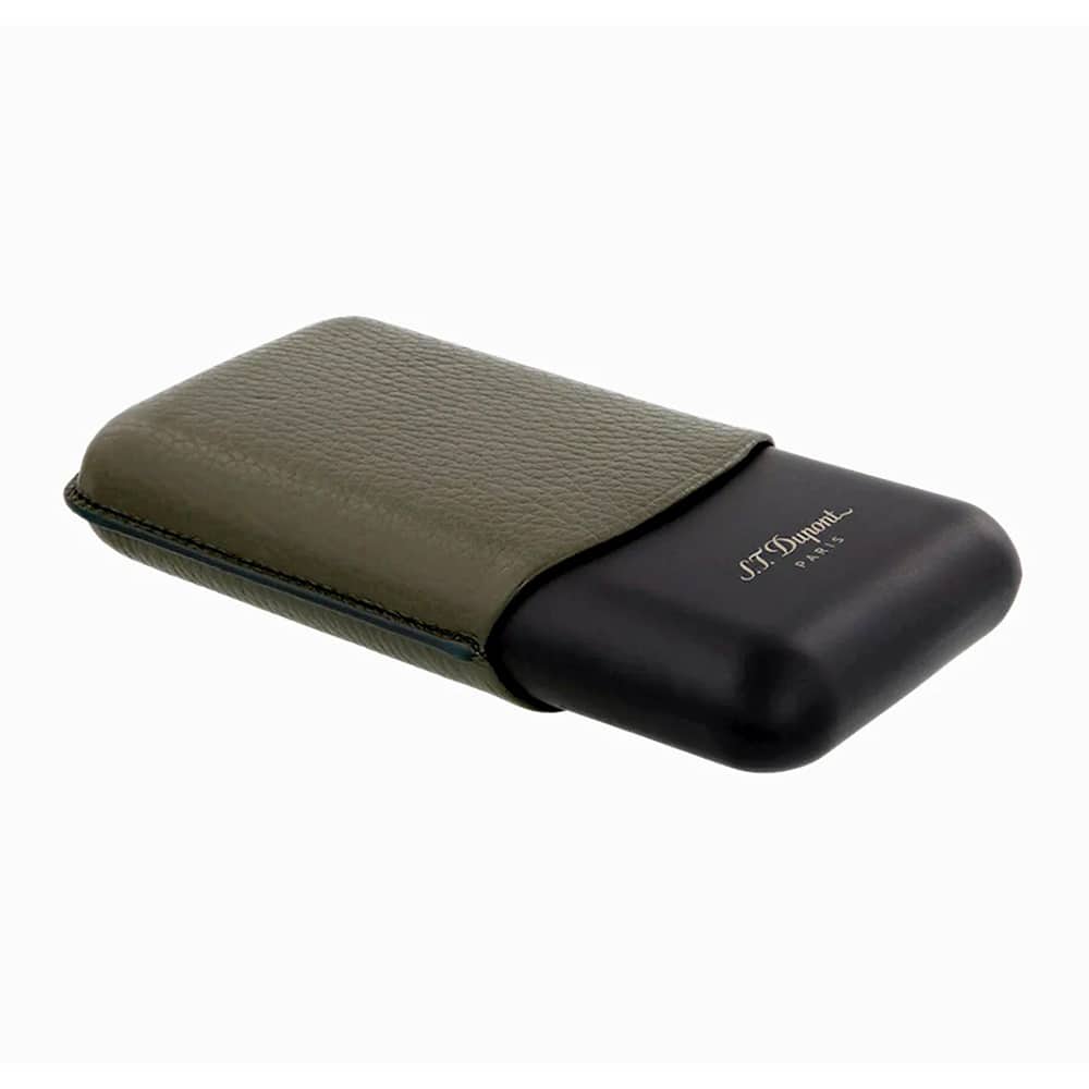 S.T. DUPONT - Χακί Δερμάτινη Θήκη για 3 Πούρα (183349)