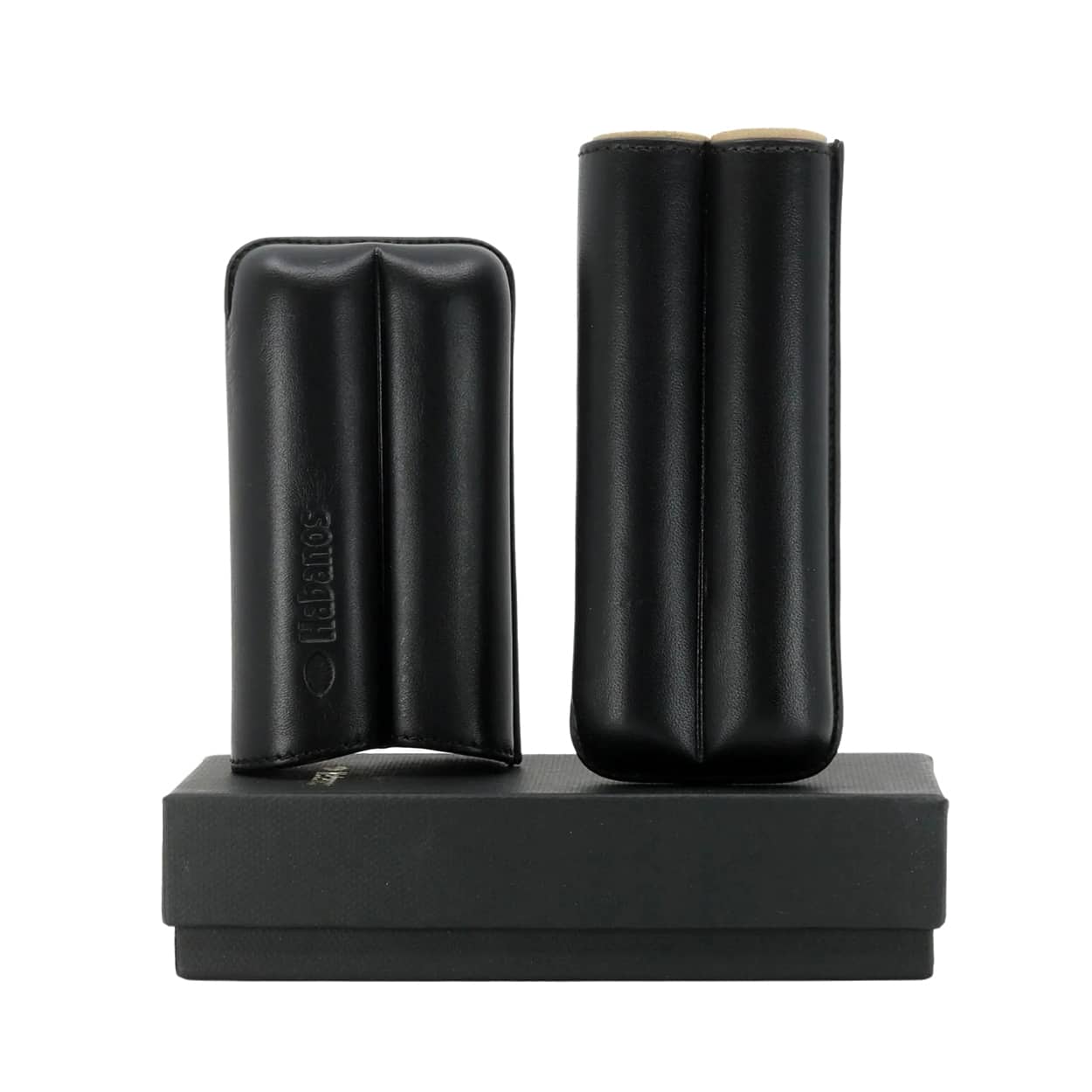 HABANOS - Μαύρη Δερμάτινη Πουροθήκη για 2 πούρα (IB052)