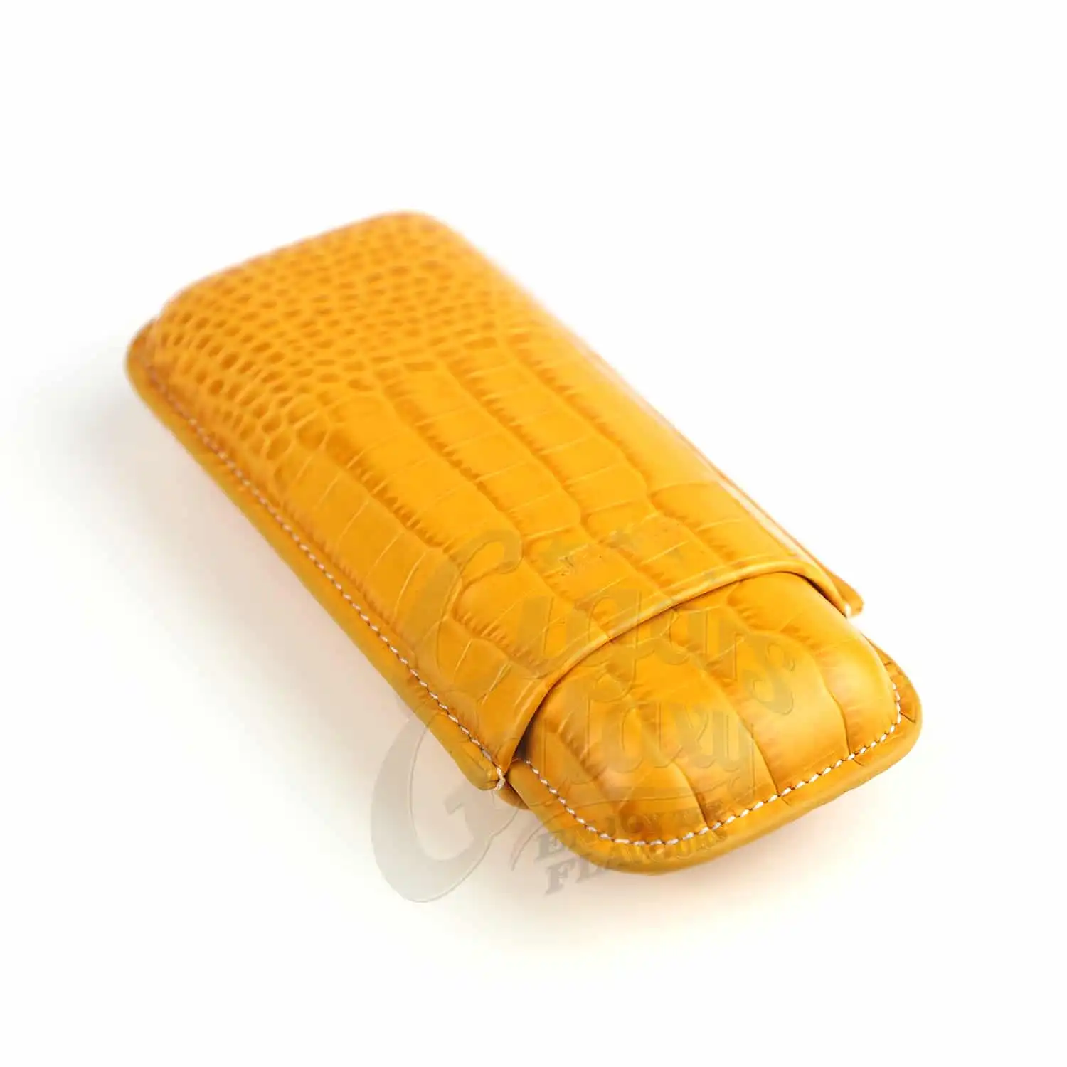JEMAR - Δερμάτινη Θήκη για 2 Πούρα Κίτρινη Ring 54 (PU464 Amarillo)