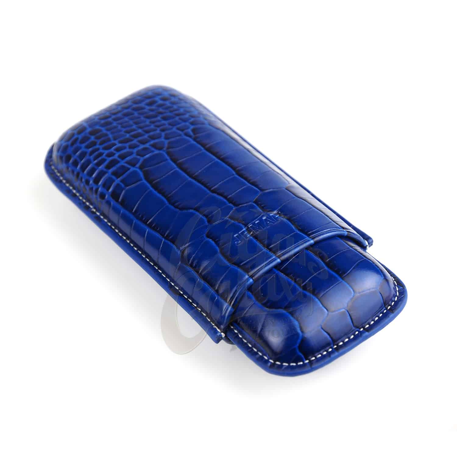 JEMAR - Δερμάτινη Θήκη για 2 Πούρα Μπλε Ring 54 (PU464 Azul)