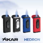 XIKAR - Αναπτήρας Hedron All Black Αναπτήρας (XKHD-1000), μαύρος, αντιανεμικός, τέσσερις αναπτήρες αναμμένοι