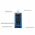 COLIBRI - Stealth Triple Jet Αναπτήρας Πούρου Πράσινος (LI900T25), αντιανεμικός, αναμμένος