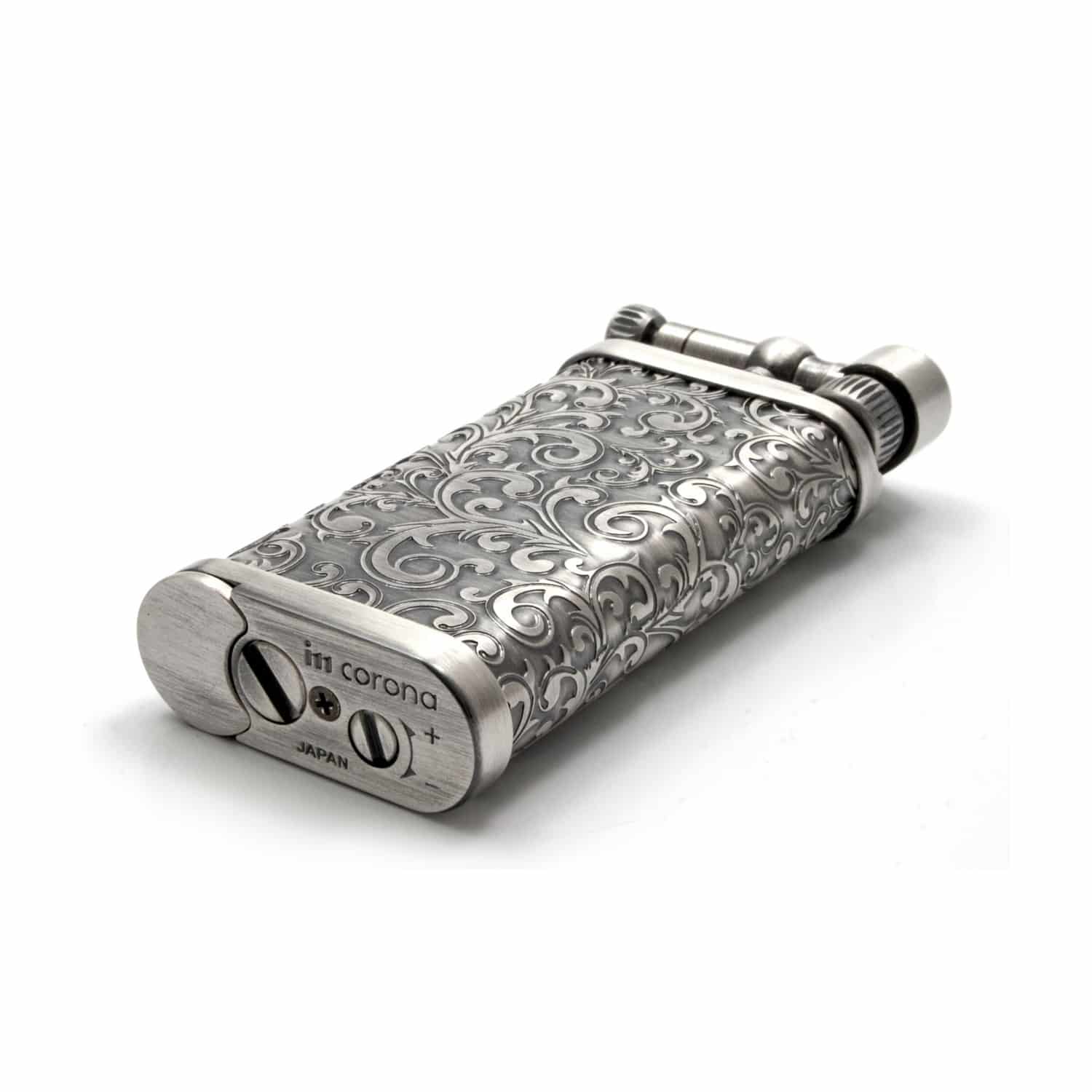 CORONA - Old Boy Αναπτήρας Πίπας Ασημί με Ανάγλυφο Σχέδιο (64-7525)