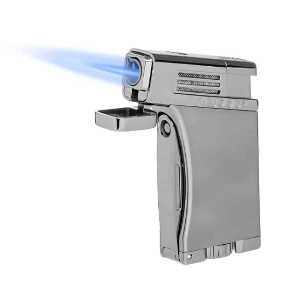 PALIO PRO - Scorpius Jet Αναπτήρας με Punch και Draw Tool Gunmetal (PAL-CL-1000GY), αναπτήρας πούρου αντιανεμικός, αναμμένος