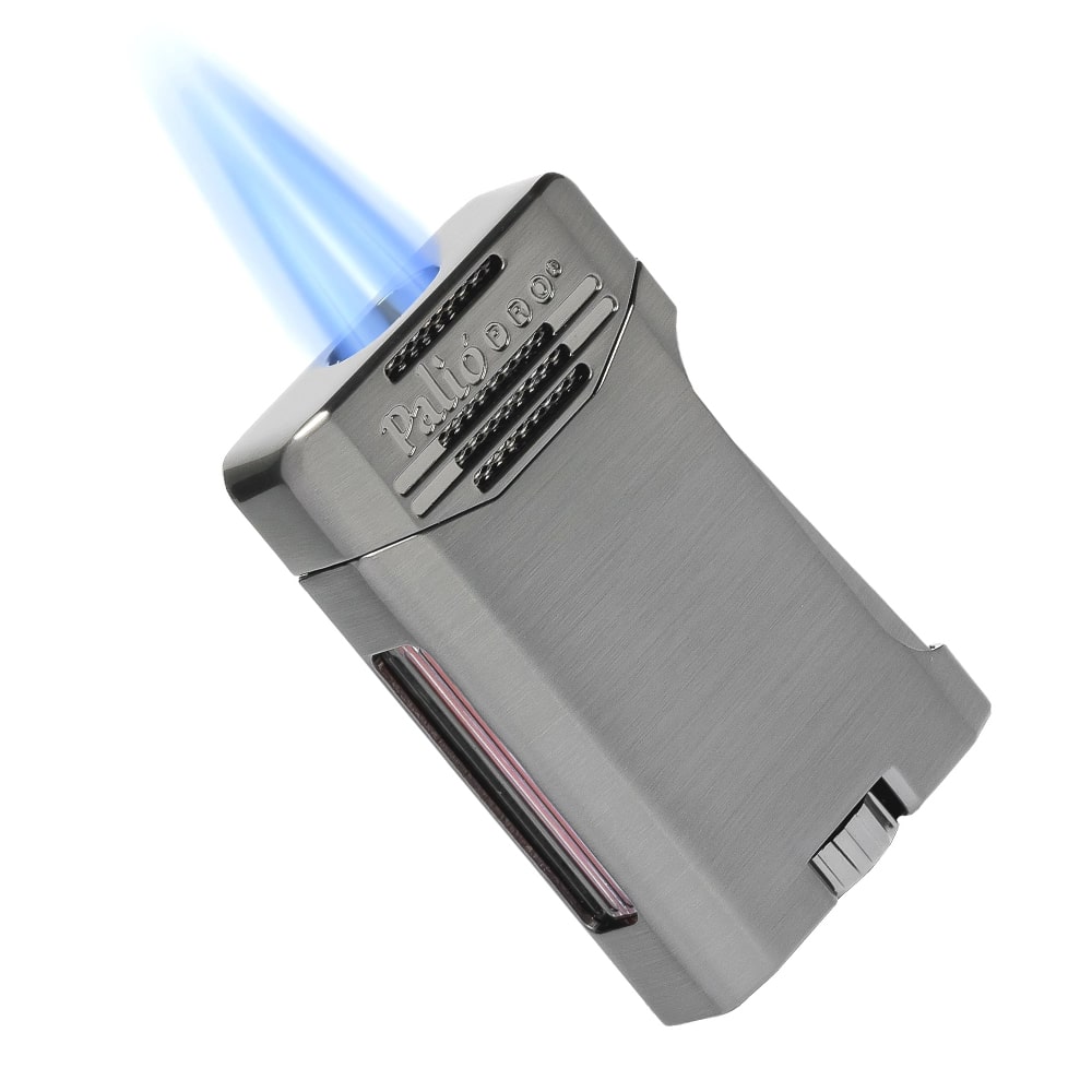 PALIO PRO - Antara Dual Jet Αναπτήρας Gunmetal (PAL-CL-2000GM), αναπτήρας πούρου, αναμμένος