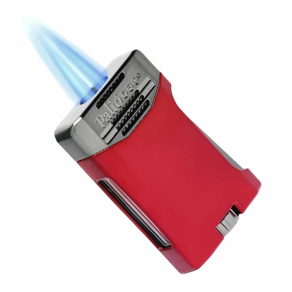 PALIO PRO - Antara Dual Jet Αναπτήρας Κόκκινος (PAL-CL-2000RD), αναπτήρας πούρου, αναμμένος