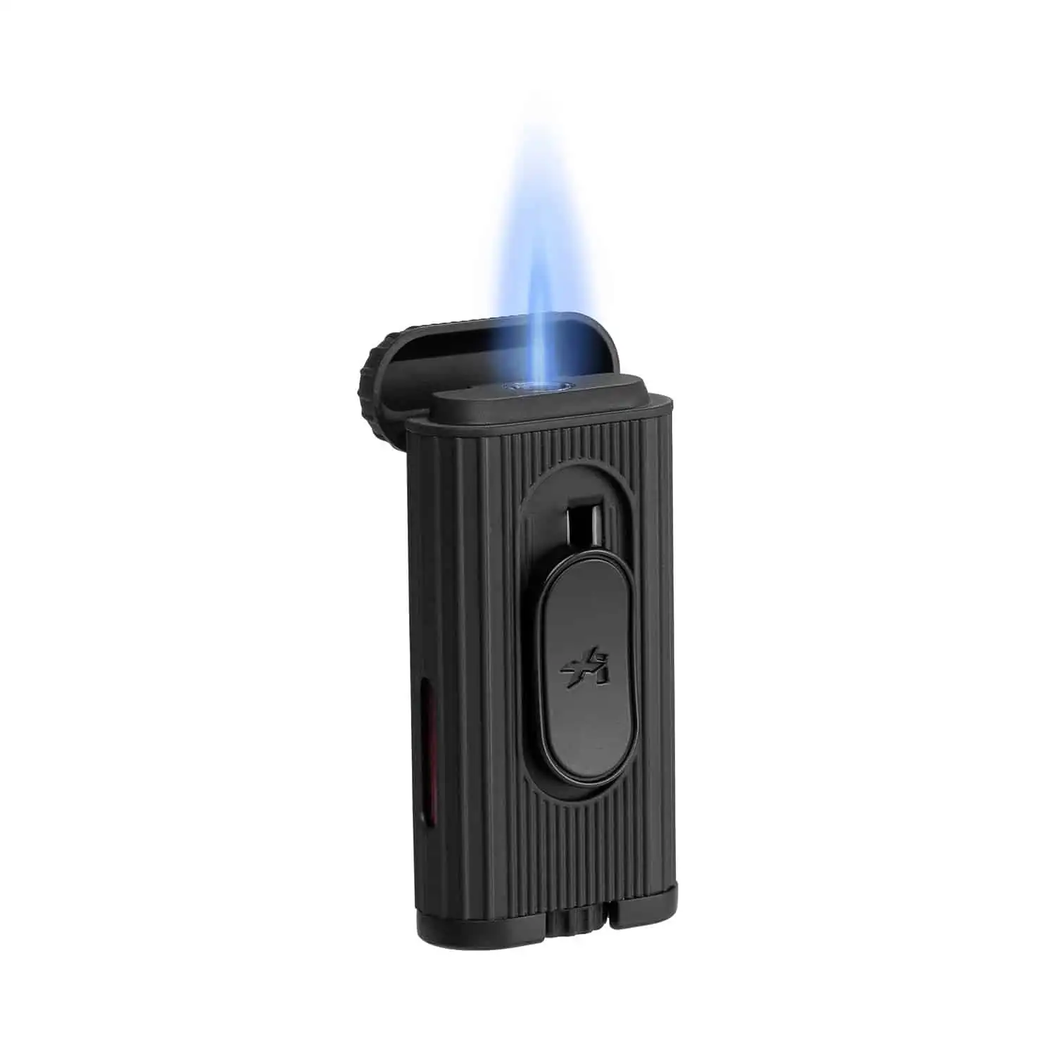 XIKAR - Αναπτήρας Hedron All Black Αναπτήρας (XKHD-1000), μαύρος, αντιανεμικός, αναμμένος
