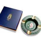 LUBINSKI - Κεραμικό Σταχτοδοχείο για 4 πούρα Πράσινο με Σχέδιο (20031-GN)