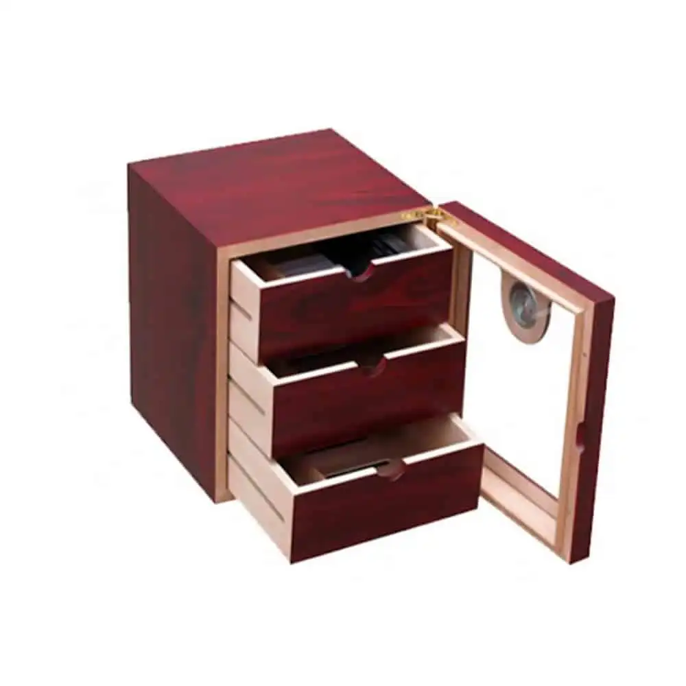 Ξύλινος Humidor / Υγραντήρας Cherry για 60 πούρα με 3 συρτάρια (0128)