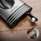 LUBINSKI - Gunmetal V-Cut Πουροκόφτης με Punch και Βάση Πούρου (30029-GY) με ανοιχτό punch