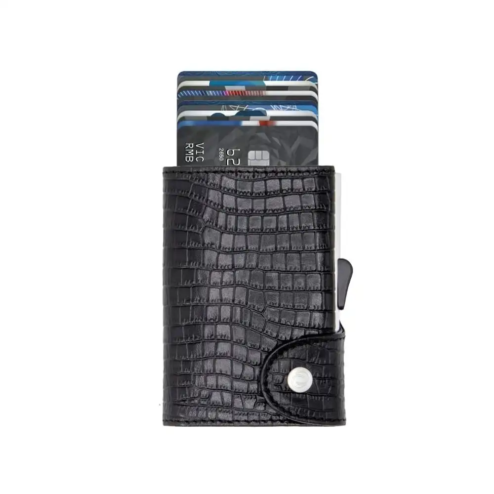 C-SECURE - Δερμάτινο Πορτοφόλι Croco Black με Προστασία RFID (WCH001)