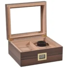 CIGAROL - Υγραντήρας Καφέ Mατ Για 30 Πούρα (1610) ξύλινος με τζάμι