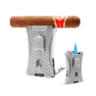 CIGAROL – Διπλός Jet Αναπτήρας Ασημί με Κόφτη Punch και Σταντ Πούρου (310060)