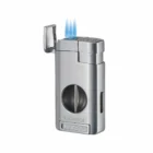CIGAROL – Τριπλός Jet Αναπτήρας Ασημί με Κόφτη V-Cut (310091)