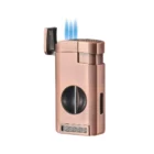 CIGAROL – Τριπλός Jet Αναπτήρας Μπρονζέ με Κόφτη V-Cut (310092) αναμμένος