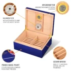 LUBINSKI - Υγραντήρας Μπλε Lion Design για 50 Πούρα (60034-LI) με σχέδιο λιονταριού