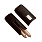 LUBINSKI - Κροκό Δερμάτινη Θήκη για 2 Πούρα Καφέ Ring 58 (50019-BN)