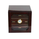 Ξύλινος Humidor / Υγραντήρας Καφέ για 60 πούρα με 3 συρτάρια (0128-D), με τζάμι