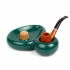 SAVINELLI - Sidecar Σταχτοδοχείο Πίπας Πράσινο (W1012), κεραμικό, με ξύλινη καφέ πίπα καπνού μέσα