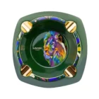 LUBINSKI - Κεραμικό Σταχτοδοχείο για 4 Πούρα (20030-GN), πράσινο, σχέδιο λιονταριού