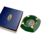 LUBINSKI - Κεραμικό Σταχτοδοχείο για 4 Πούρα (20030-GN), πράσινο, σχέδιο λιονταριού