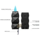 COLIBRI - Quasar II Αναπτήρας Διπλός Jet Μαύρος Με Punch (LI750T1), αντιανεμικός, διπλή φλόγα, αναμμένος