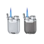 SILVER MATCH – Single Jet Αναπτήρας (40674376), ασημί και gunmetal χρώμα, αναμμένος