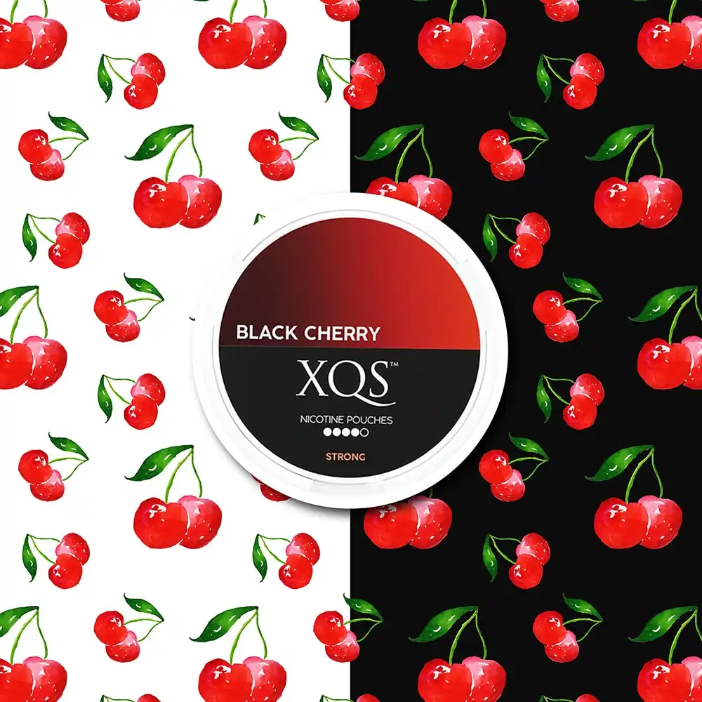 XQS - Φακελάκια Νικοτίνης Black Cherry Strong 8mg, κουτί στρογγυλό κόκκινο