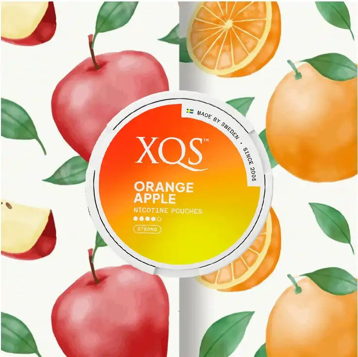 XQS - Φακελάκια Νικοτίνης Orange Apple Strong 8mg, κουτί στρογγυλό πορτοκαλί