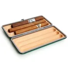 SAVINELLI - Πράσινη Δερμάτινη Πουροθήκη 3 Πούρων (Τ567ΒΚ), ξύλινη