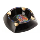 LUBINSKI - Κεραμικό Μαύρο Σταχτοδοχείο για 4 Πούρα στο πλάι