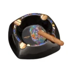 LUBINSKI - Κεραμικό Μαύρο Σταχτοδοχείο για 4 Πούρα με 1 πούρο