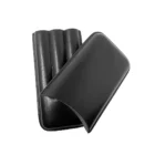 Μαύρη Δερμάτινη Θήκη για 3 Πούρα - Δαχτυλίδι 50  ανοιχτή