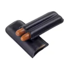 Μαύρη Δερμάτινη Θήκη για 2 Πούρα - Δαχτυλίδι 48 ανοιχτή με 2 πούρα