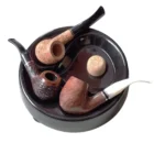 ANGELO - Στρογγυλό Κεραμικό Τασάκι Πίπας με 3 Βάσεις με 3 πίπες να κάθονται σε αυτό