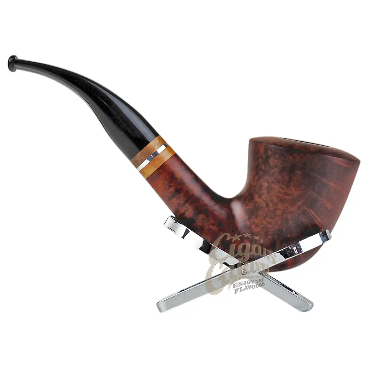 CHACOM - Calabash Double Ring Καμπυλωτή Λεία Πίπα Καπνού πλαϊνή όψη