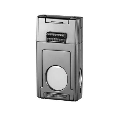 WINJET – Double Torch Gunmetal Lighter with Guillotine, Punch and Drill (221076)